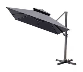 13 ft. x 10 ft. Rectangle Cantilever Patio Umbrella in Dark Gray Double Top Outdoor Shade Umbrella