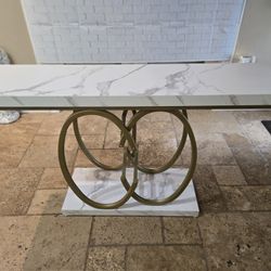Modern Faux Marble Gold Console Table – 55”