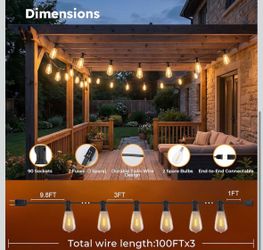ššš 300FT Outdoor String Lights ā Waterproof Plug-In Patio Lights