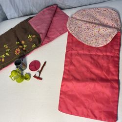 American Girl Doll Tent and Sleepover Set – Floral Sleeping Bags & Miniature Tea Party Accessories