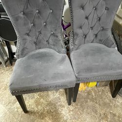 Beautiful Gray  Velvet  Chairs In Great Condition! 