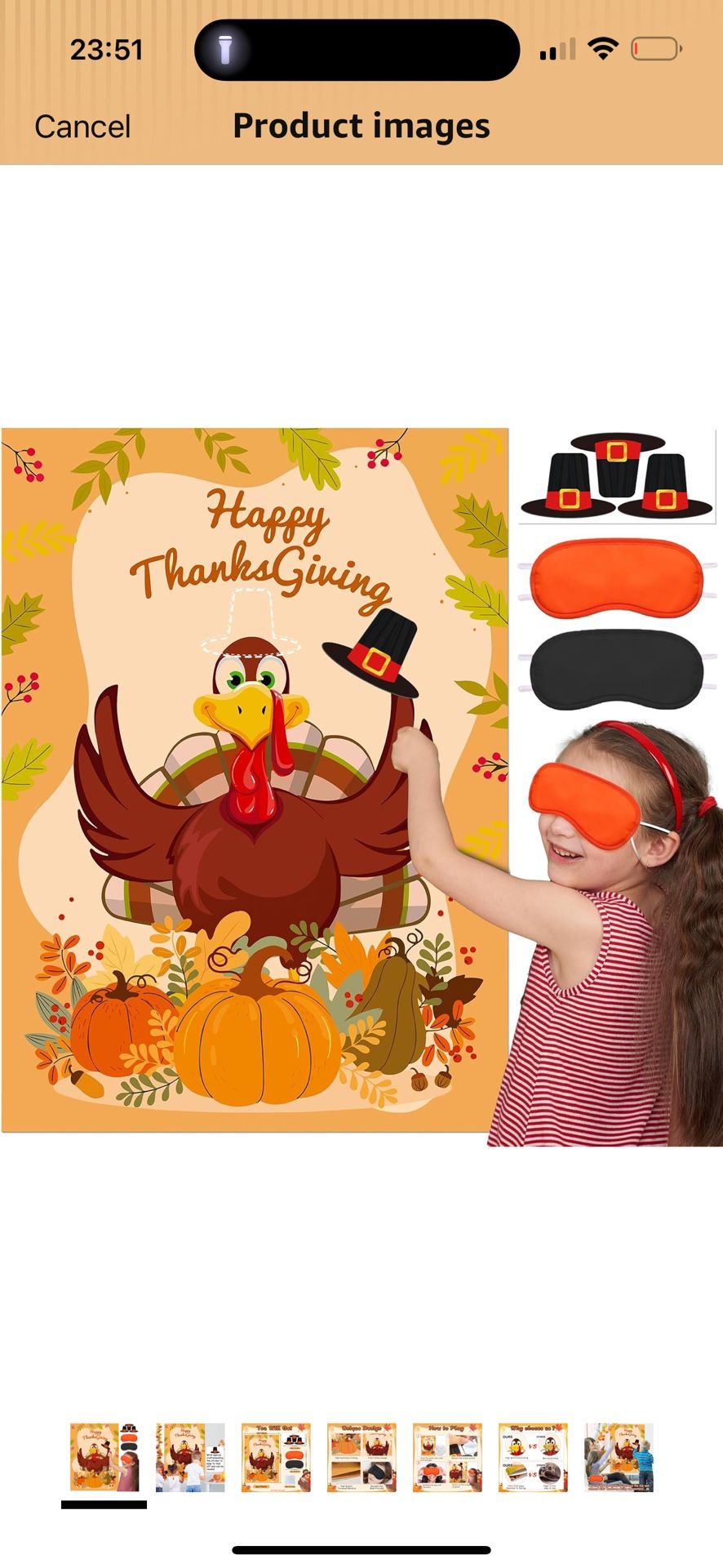 Brand New Fall Festival Games for Kids, Pin The Hat on The Turkey, Funny Thanksgiving Games, Classic Design, with Premium Poster