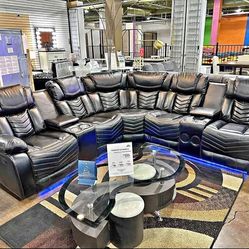 Lucky Black LED Reclining Sectional. Brand New.