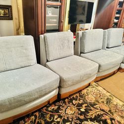 Set Of 4  vintage Italian Blue Lounge chairs