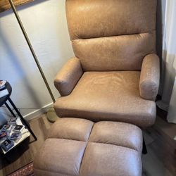 Brown Suede Lounge Chair 