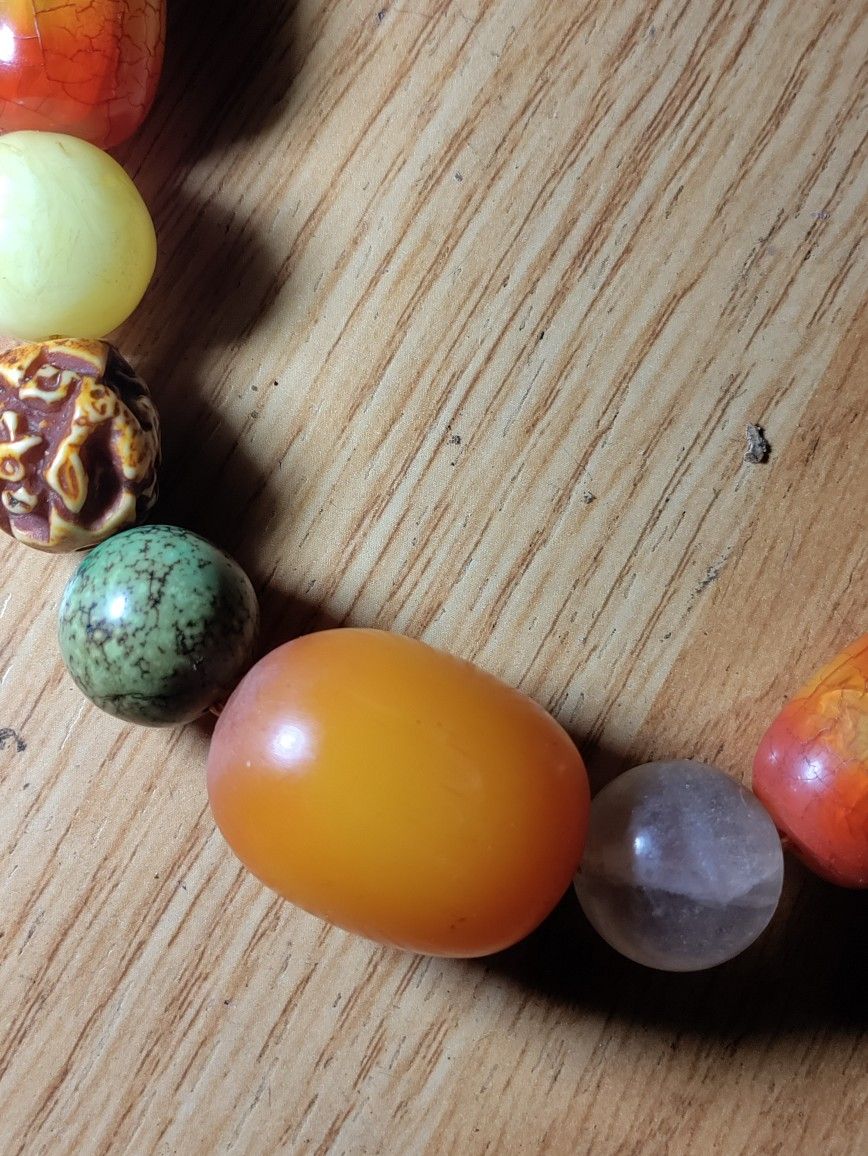 Very Rare!!! Amber And Jade Necklace