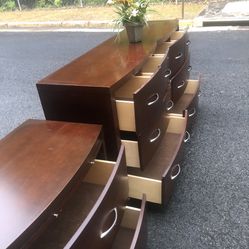 Quality Solid Wood Set Long Dresser, Big Drawers, Big Mirror, Big Nightstand Drawers Sliding Smoothly Great Comdition