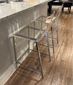 CB2 acrylic/chrome Counter height barstools