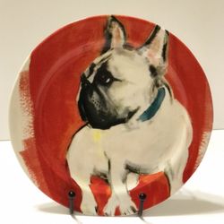 NEW Anthropologie SALLY MUIR Dessert DOG-A-DAY Frenchie Bulldog 8.5” Plate