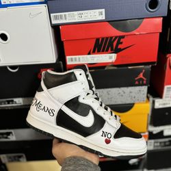 Nike SB Dunk High Supreme By Any Means White size 9 USED But Clean