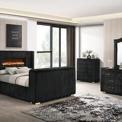 Bedroom Set 5pc Only Queen - Black 🔥🚛😍