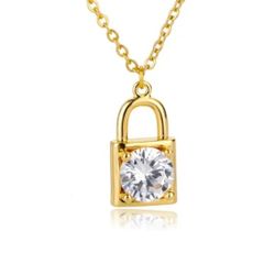 Gold Chain Lock Necklace 