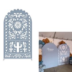 Arch Backdrop Cover Dusty Blue Mexican Fiesta Baptism Baby Shower Double-Sided Chiara Arch Spandex Fabric Cover For Wedding Parties Decorations (3x6ft