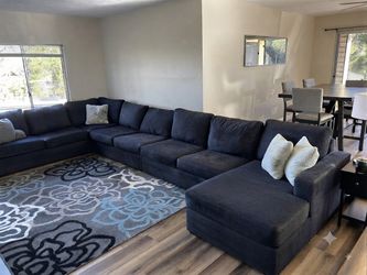 Large Blue L-Shaped Sectional Sofa (18 Ft)