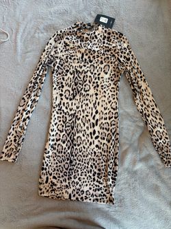 Leopard Print Long Sleeve Mini Dress