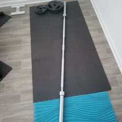7ft Olympic Bar and 4 Weights