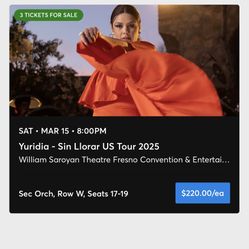 3 Yuridia Tickets 220 Each 
