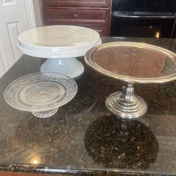 3 Cake Plates Display Stands