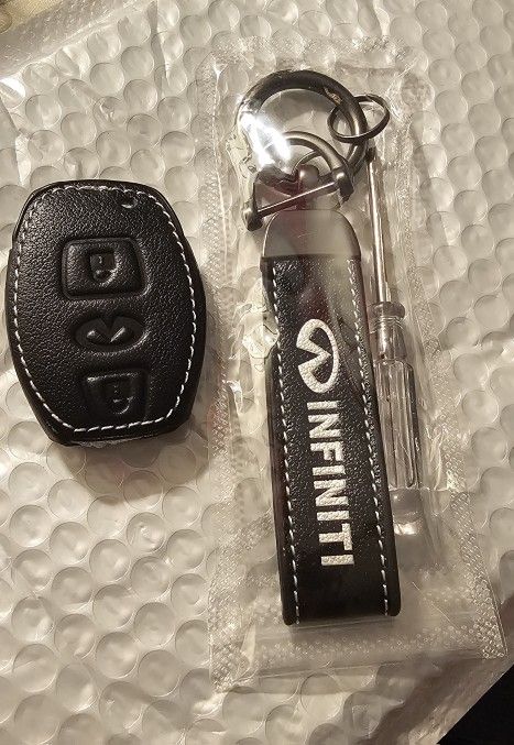 3 Button Leather Case For Infinity With Keychain 