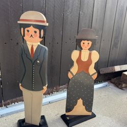 Mr And Mrs Holiday Painted Statues 18” High