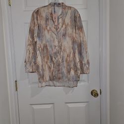 MICAS Women's Marble Print Button-Down Shirt