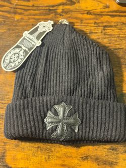Chrome Leather Cross Patch Beanie