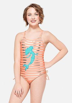 Justice Mermaid Flip Sequin One Piece Swimsuit 12 value $34.90