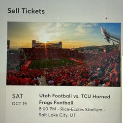 2 Tickets To University Of Utah V TCU Football Game 