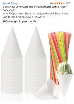 6oz snow cone cups and straws 100pcs