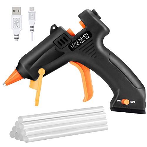 TOPELEK Cordless Hot Glue Gun, Mini Glue Gun Kit