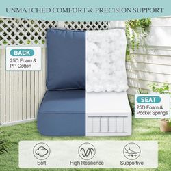 24''x24'' Outdoor Chair Cushions Set, Stain Resistant and Water Resistant, Sunbrella Fabric Cushion with Individual Pocket Springs for Backyard, Sofa,