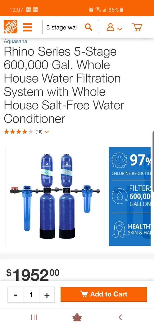 Whole House Water Filtration. 600000 Gal Salt Free