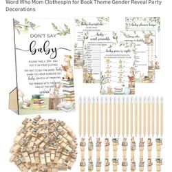 Three Baby Shower Games With Pencils And Don’t Say The Word Baby Sign And Clothespins