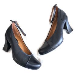 Earthies Black Leather Heels