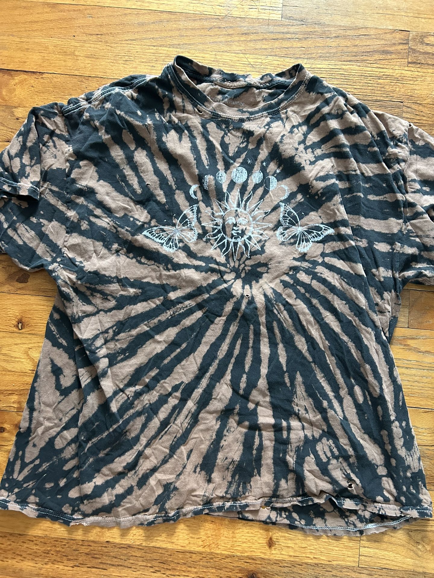 Tie-dye black and brown cotton tee size small