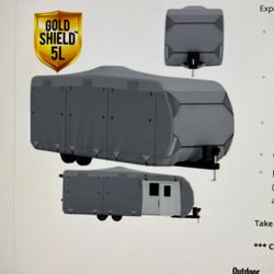 This is a gold shield 5L – RV cover for travel trailer 16 foot to 18 feet long