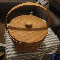 Longaberrer   basketWoven Wood Basket with Lid and Handle