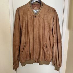 Vintage Remy Men’s Leather Bomber Jacket XL Made USA Saks Fifth Avenue Warm Tan