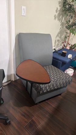 Upholstered Chair with Attached Side Table