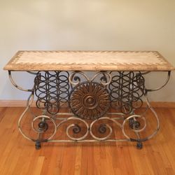Marble Sideboard Buffet Table W/ Iron Console