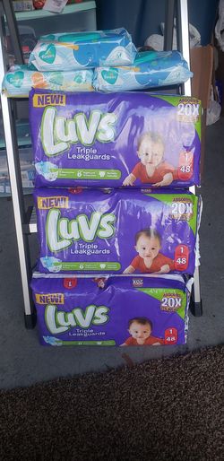 Diapers Luvs size 1,2,4,5,6 $20 each set .