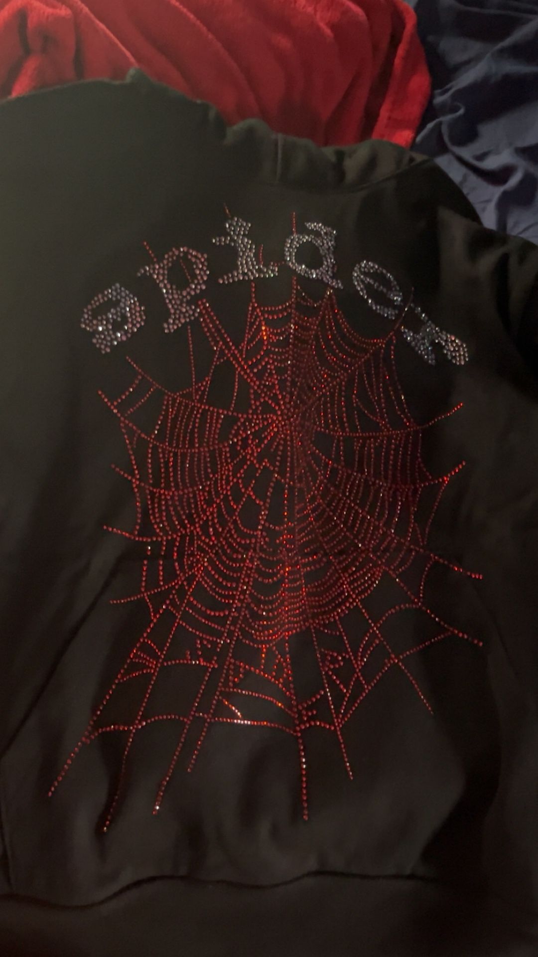 Sp5der Rhinestone hoodie