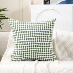 2 Pack Perfect Combination of Green and White Throw Pillows 20in x 20in.