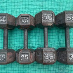 USED DUMBBELLS (PAIRS OF)  25s  &  35s    *. *. will sell   25s  &  35s  separately