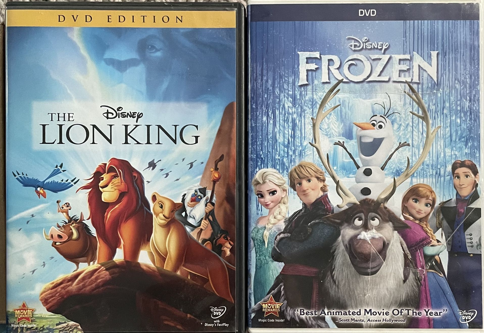 Disney’s Frozen and the Lion King DVDs