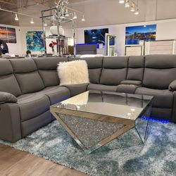 Modern Gray Reclining Sectional (also Available In White & Brown)