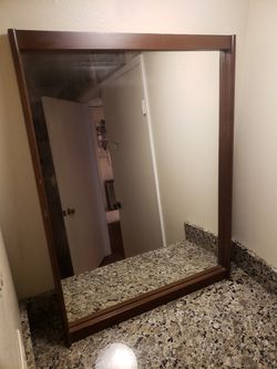 Vintage Wooden Framed Mirror Large Wardrobe Glass Reflection Fixture Solid Frame