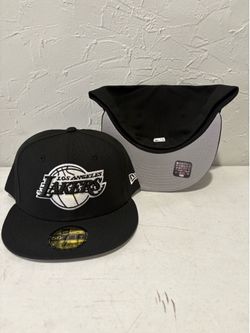 NBA new era Los Angeles lakers black white 59fifty fitted hats size 7 3/4 and size 8