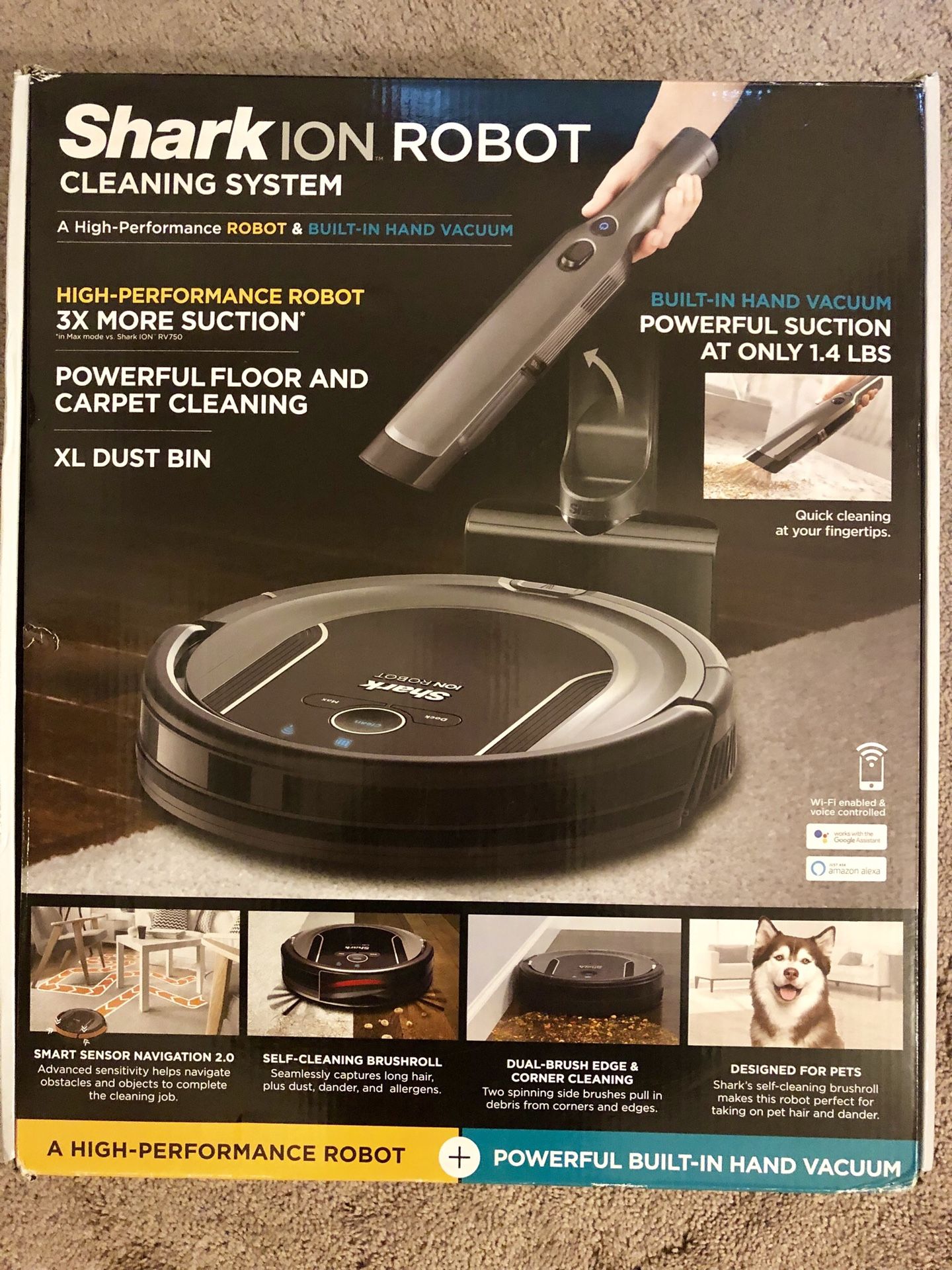 Shark - ION™ S87 App-Controlled Robot Vacuum with Handheld Vacuum - Ash Gray Model:RV851WV