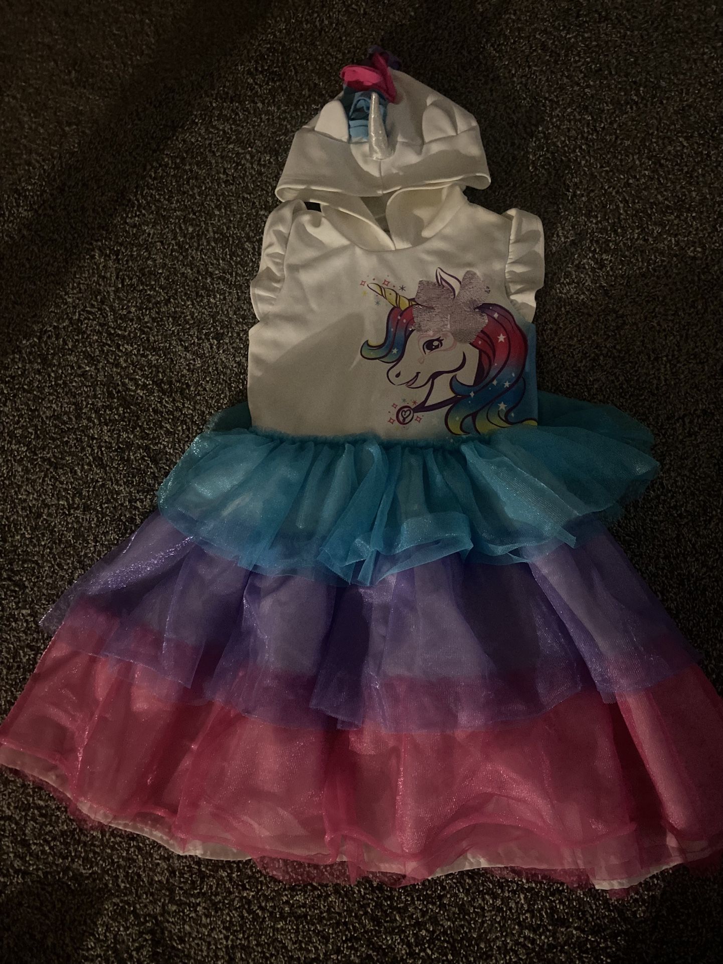 Girls Unicorn Dress. SUPER cute. Only Worn Once. Like New. Size Large10/12